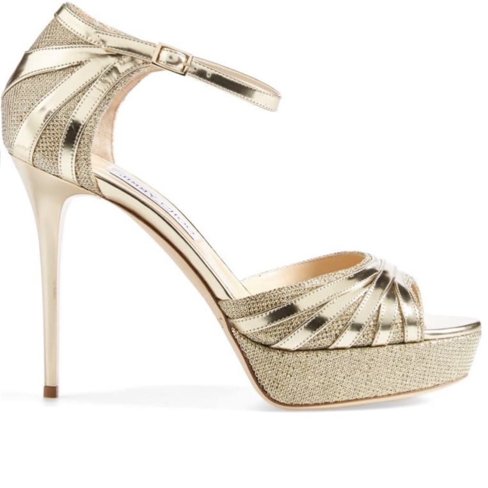Bridal Jimmy Choo Platform Metallic Sandal “Deema”